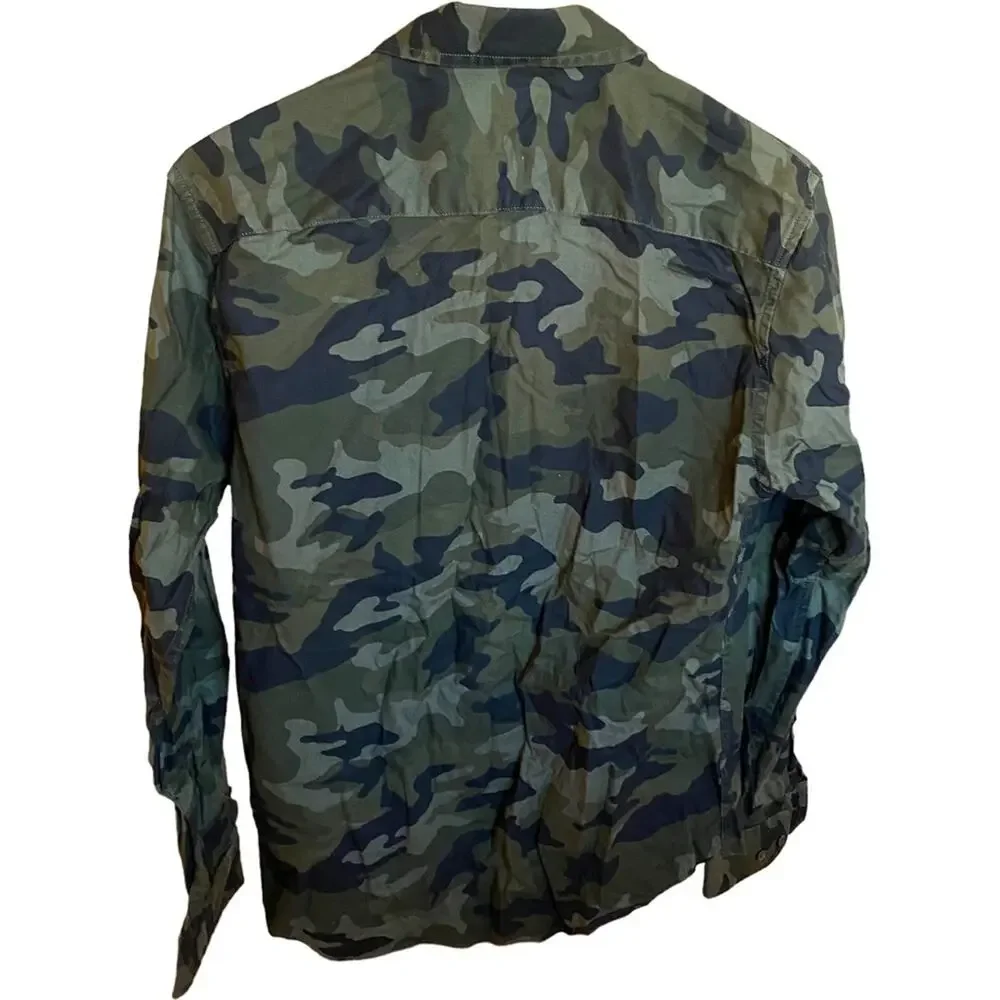 Banana Republic Camo Flannel Button Down Shirt Mens Size S Untuck slim fit Luxe